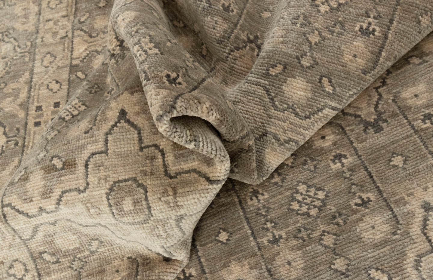 Taupe Floral Gray Trbal Turkish Muted Look Rug | Order Carpets Online UK | Shritija Rugs